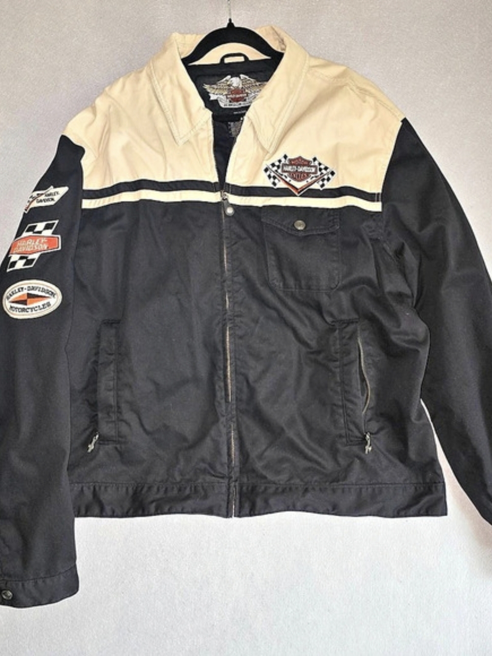 Vintage Y2K 2005 Women Harley-Davidson Color Block Motorcycle Jacket XXL Biker